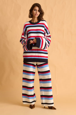 karavan clothing fashion fall winter 25 homecoming krvn collection carina sweater ivory blue red stripes