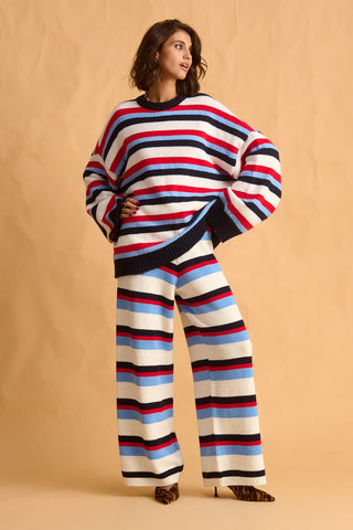 karavan clothing fashion fall winter 25 homecoming krvn collection carina sweater ivory blue red stripes