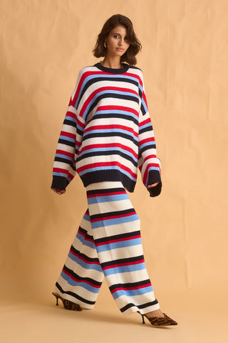 karavan clothing fashion fall winter 25 homecoming krvn collection carina sweater ivory blue red stripes