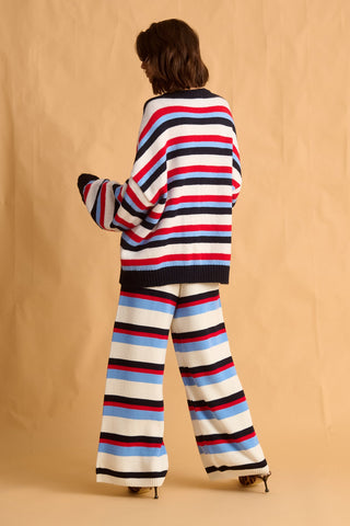 karavan clothing fashion fall winter 25 homecoming krvn collection carina sweater ivory blue red stripes