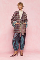karavan loungewear planet fall winter 26' collection pinot cardigan burgundy checked