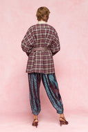 karavan loungewear planet fall winter 26' collection pinot cardigan burgundy checked