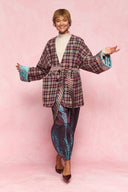 karavan loungewear planet fall winter 26' collection pinot cardigan burgundy checked