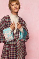karavan loungewear planet fall winter 26' collection pinot cardigan burgundy checked