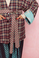 karavan loungewear planet fall winter 26' collection pinot cardigan burgundy checked