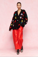 karavan fall winter 26' collection ivanna knitted cardigan black letters