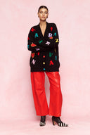 karavan fall winter 26' collection ivanna knitted cardigan black letters