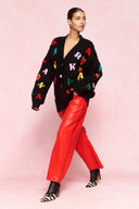 karavan fall winter 26' collection ivanna knitted cardigan black letters