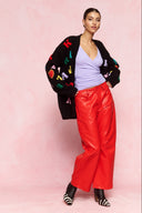 karavan fall winter 26' collection ivanna knitted cardigan black letters