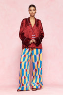 karavan loungewear planet fall winter 26' collection teresa shirt burgundy