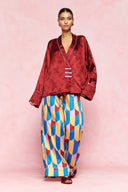karavan loungewear planet fall winter 26' collection teresa shirt burgundy