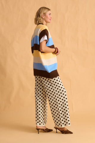 karavan clothing fashion fall winter 25 homecoming krvn collection malou knitted trousers brown ivory polka dots