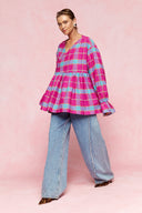 karavan loungewear planet fall winter 26' collection alexis shirt magenta checked