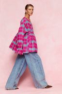 karavan loungewear planet fall winter 26' collection alexis shirt magenta checked