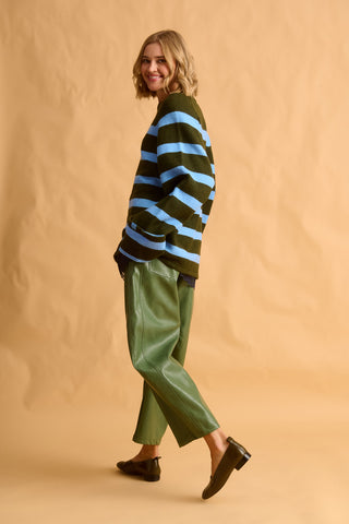 karavan clothing fashion fall winter 25 homecoming krvn collection amaryllis sweater light blue khaki stripes