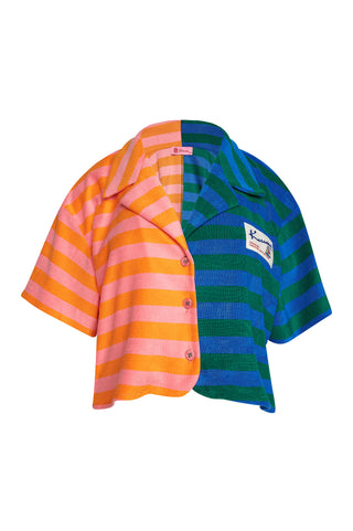 karavan clothing fashion spring summer 26 nai weekendwear collection maribel crop shirt orange pink green blue lines