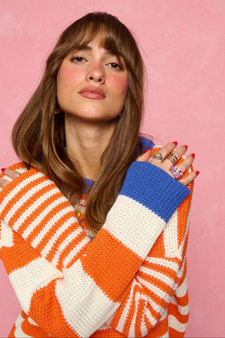 karavan clothing fashion spring summer 26 nai collection marsha sweater orange stripes