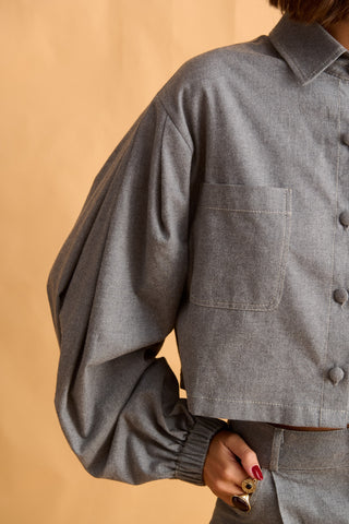 karavan clothing fashion fall winter 25 homecoming krvn collection lydia shirt grey