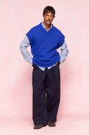 karavan men fall winter 26' collection jonathan knitted vest blue