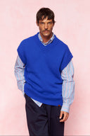 karavan men fall winter 26' collection jonathan knitted vest blue