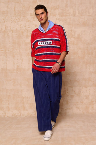 karavan clothing fashion spring summer 26 men nai collection antonio knitted blouse red blue stripes