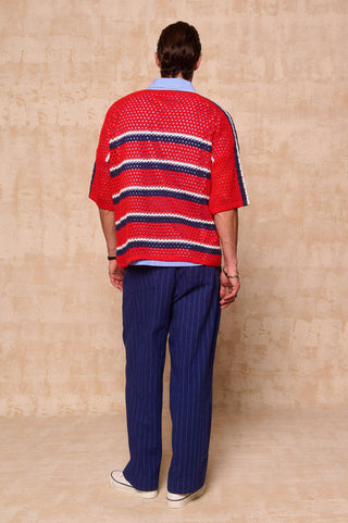 karavan clothing fashion spring summer 26 men nai collection antonio knitted blouse red blue stripes