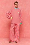 karavan loungewear planet fall winter 26' collection rosalin sweater pink red lines