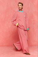 karavan loungewear planet fall winter 26' collection mellow trousers pink red lines