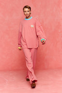 karavan loungewear planet fall winter 26' collection rosalin sweater pink red lines