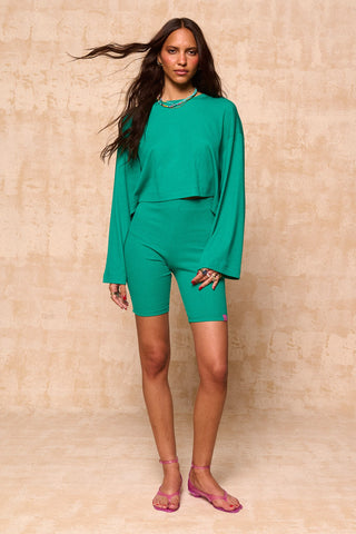 karavan clothing fashion krvn spring summer 26 nai collection mia biker shorts green