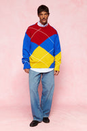 karavan men fall winter 26' collection xavier knitted pullover red blue yellow