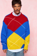 karavan men fall winter 26' collection xavier knitted pullover red blue yellow