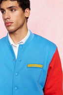karavan men fall winter 26' collection leandro varsity jacket light blue ivory red