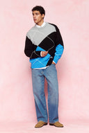 karavan men fall winter 26' collection xavier knitted pullover black grey blue
