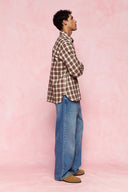 karavan men fall winter 26' collection sebastian shirt checked bordeaux ivory