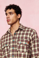 karavan men fall winter 26' collection sebastian shirt checked bordeaux ivory