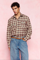 karavan men fall winter 26' collection sebastian shirt checked bordeaux ivory