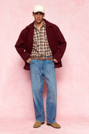 karavan men fall winter 26' collection sebastian shirt checked bordeaux ivory