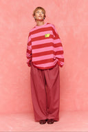 karavan fall winter 26' collection britt longsleeve pink red lines