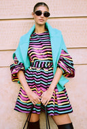 karavan fall winter 26' collection nancy ini dress black multicolor lines