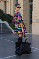 karavan fall winter 26' collection nancy ini dress black multicolor lines