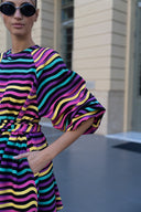 karavan fall winter 26' collection nancy ini dress black multicolor lines