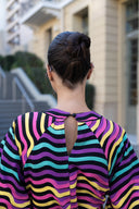 karavan fall winter 26' collection nancy ini dress black multicolor lines