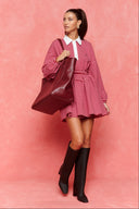 karavan fall winter 26' collection noel mini dress pink red lines