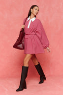 karavan fall winter 26' collection noel mini dress pink red lines