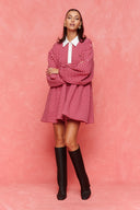 karavan fall winter 26' collection noel mini dress pink red lines