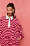 karavan fall winter 26' collection noel mini dress pink red lines