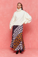 karavan fall winter 26' collection brita skirt checked mustard blue ivory