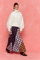 karavan fall winter 26' collection brita skirt checked mustard blue ivory