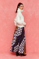 karavan fall winter 26' collection brita skirt checked mustard blue ivory
